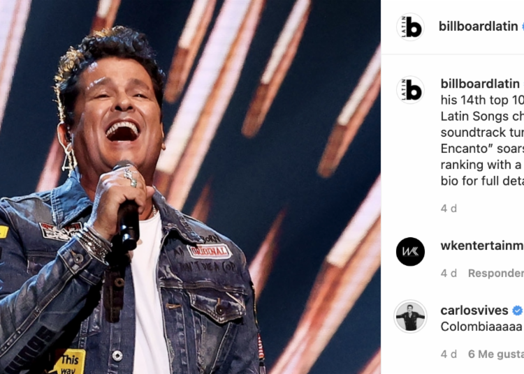 «Colombia, mi encanto», de Carlos Vives sigue en las listas de las más escuchadas