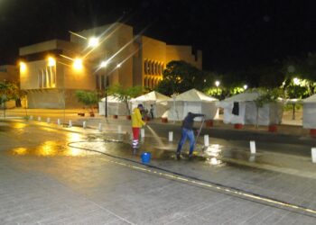 Realizan jornada de limpieza y mantenimiento del Camellón de la Bahía