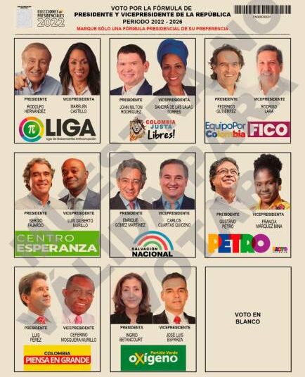 Así quedó el tarjetón para votar en las elecciones presidenciales