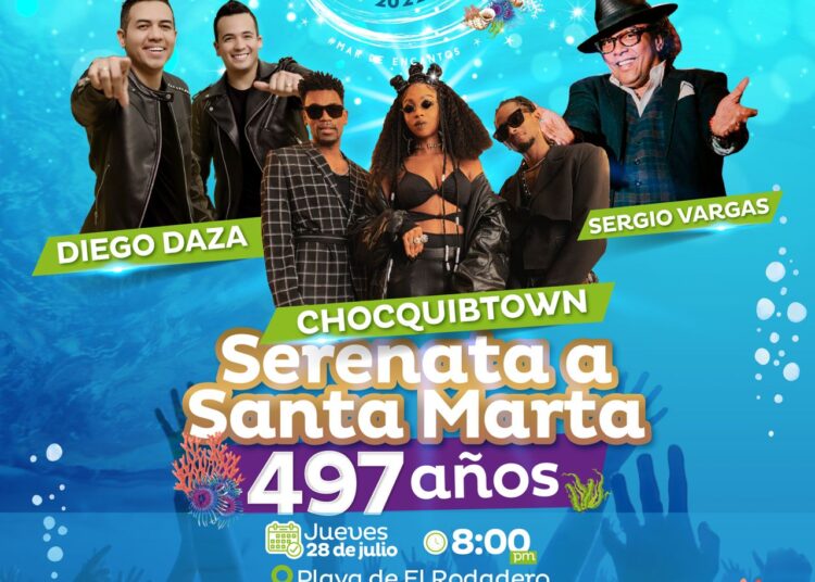 Diego Daza, Chocquibtown y Sergio Vargas en el arranque de los 497 años de Santa Marta