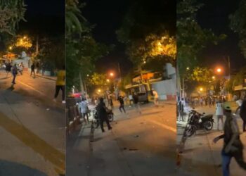 Llovieron las botellas en la ‘batalla de maicena’ de Mamatoco