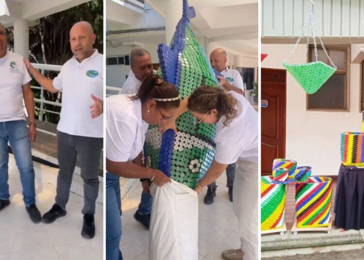 Las tapas plásticas se convierten en artesanías en Santa Marta