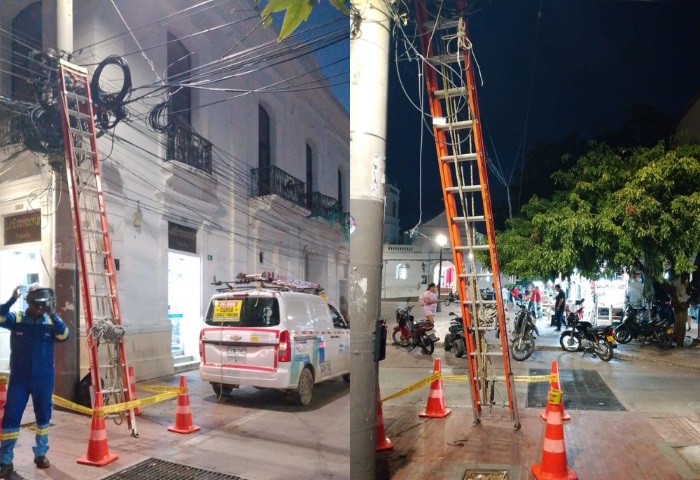 Descubren conexiones eléctricas ilegales en el centro de Santa Marta durante operativo de Air-e