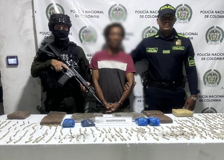 Policía captura a hombre con más de 4 kilos de marihuana en barrio Buenos Aires de Aracataca