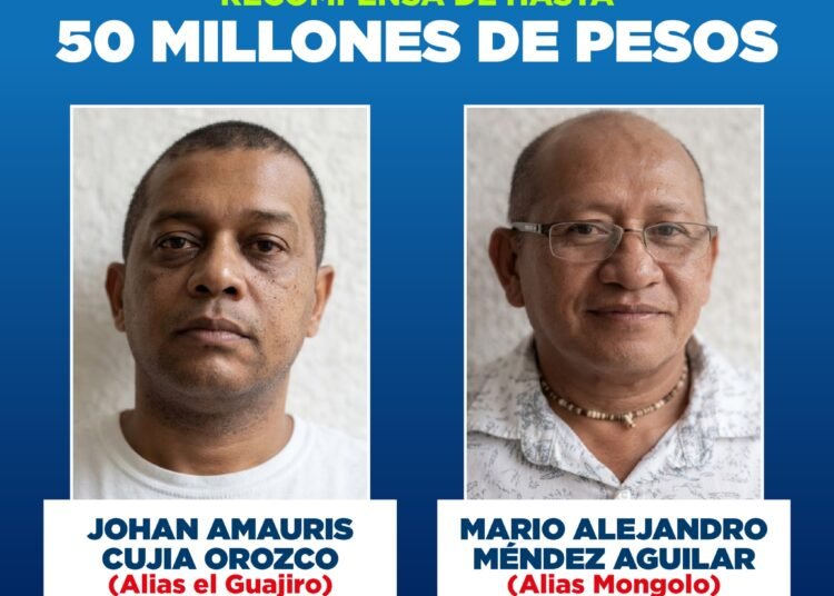 Gobernación del Magdalena ofrece hasta $50 millones de recompensa por alias ‘Mongolo’ y ‘El Guajiro’